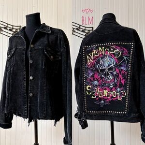 Avenged Sevenfold black acid wash corduroy jacket
